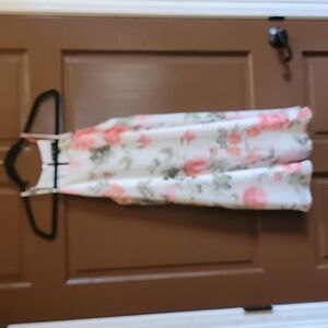 Lulus-White/coral/green floral print sleeveless swing dress XS. NWT.